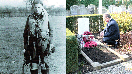 Anton de Man (r) visiting the grave of Jack Dawson Green (l) who is buried ...